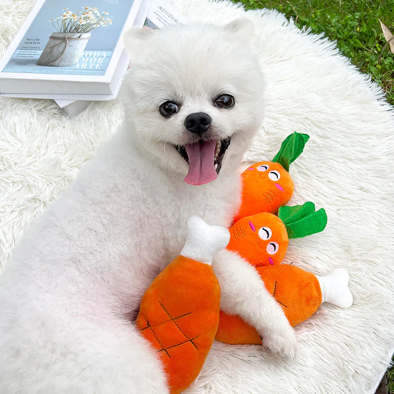 Double Bone Chicken Leg Plush Toy with Sound, Includes BB Device, Pet Toy for Dogs and Cats
