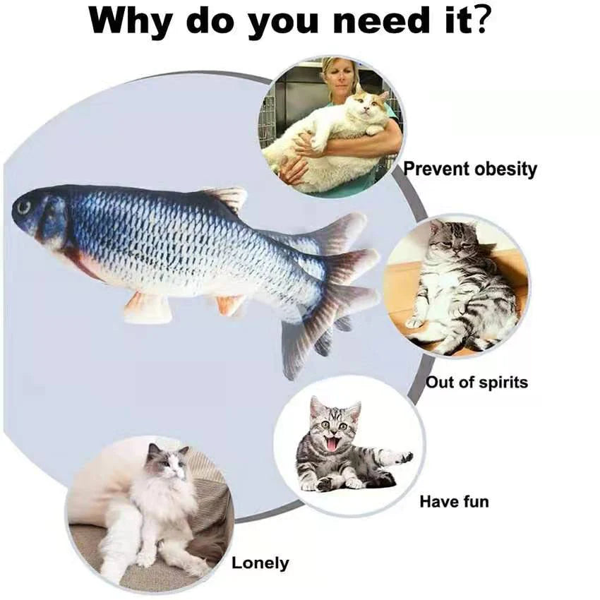 Cat Toys Electric Fish with USB Charging Built-In Lithium Battery Simulation Realistic Pet Molar Interactive Toys Pet Supplies