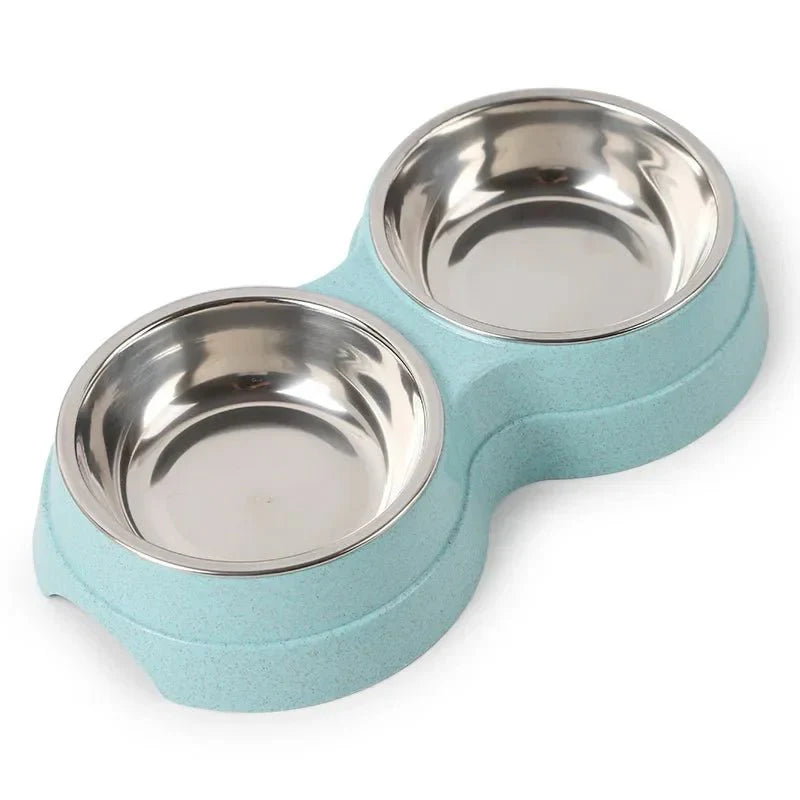 Double Stainless Steel Pet Bowl Set for Dogs and Cats – Non-Slip Design