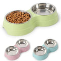 Double Stainless Steel Pet Bowl Set for Dogs and Cats – Non-Slip Design
