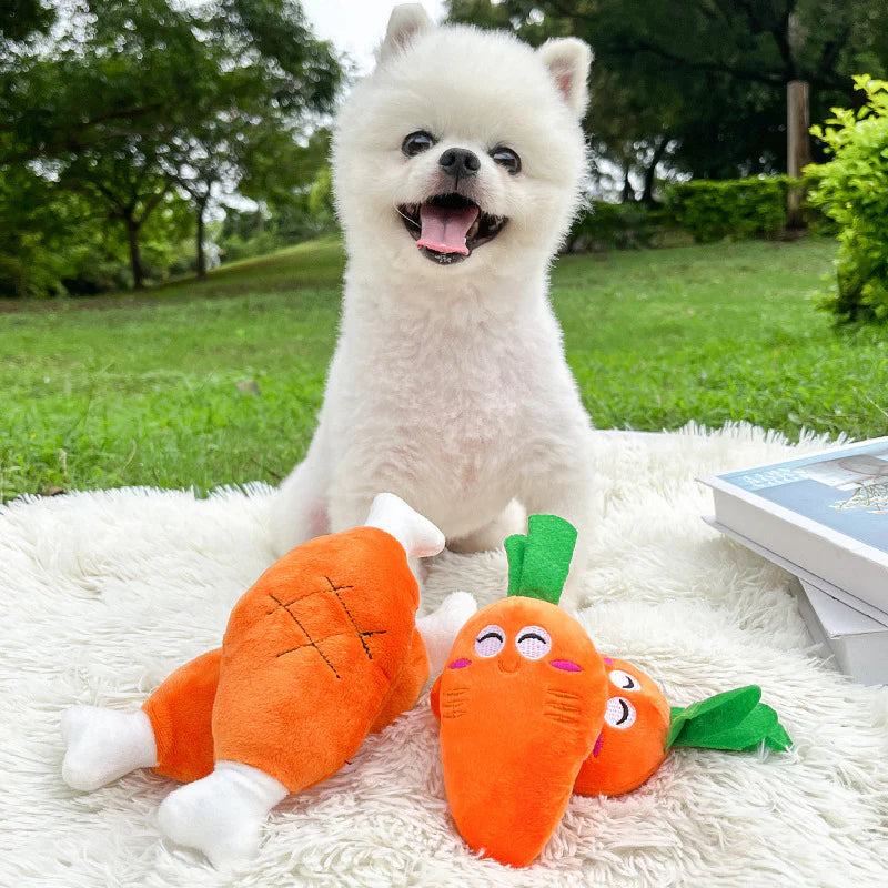 Double Bone Chicken Leg Plush Toy with Sound, Includes BB Device, Pet Toy for Dogs and Cats