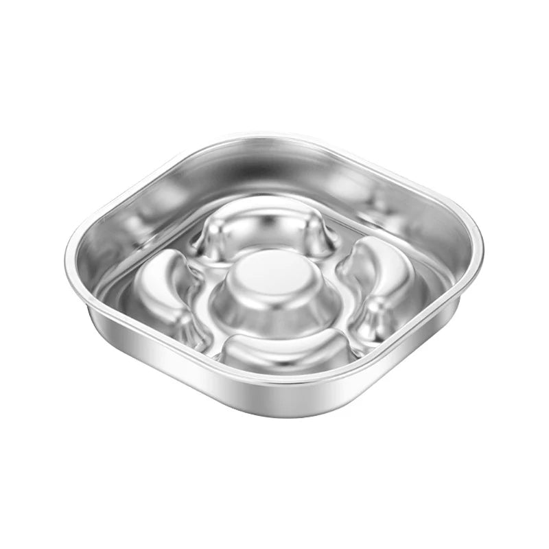 304 Stainless Steel Slow Feeding Dog Bowl, Non-Slip, Spill-Proof, Anti-Tip Pet Cat and Dog Food and Water Bowl