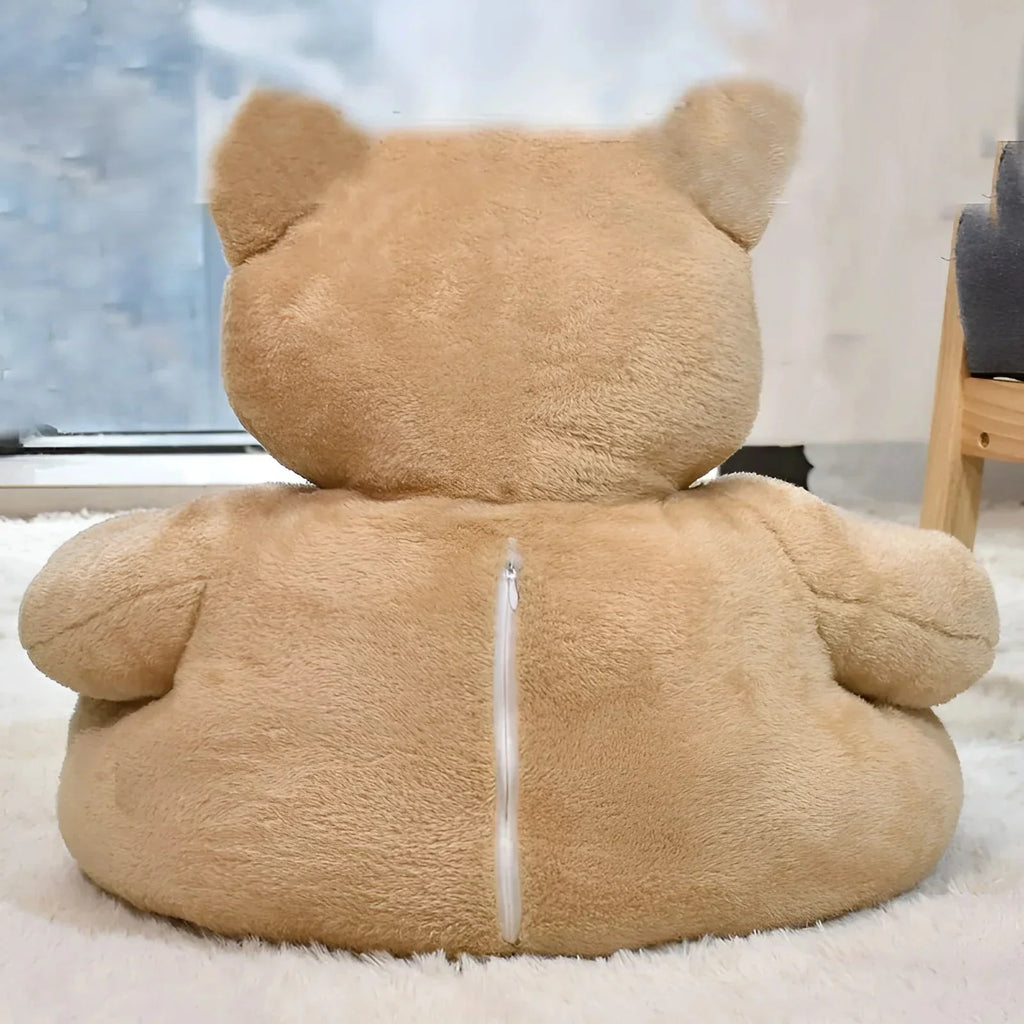 Cozy Pet Pillow with Teddy Bear Design for Cats and Small Dogs – Plush Cushion, Removable Washable Cover, Non-Slip Bottom