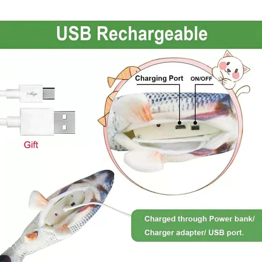 Cat Toys Electric Fish with USB Charging Built-In Lithium Battery Simulation Realistic Pet Molar Interactive Toys Pet Supplies